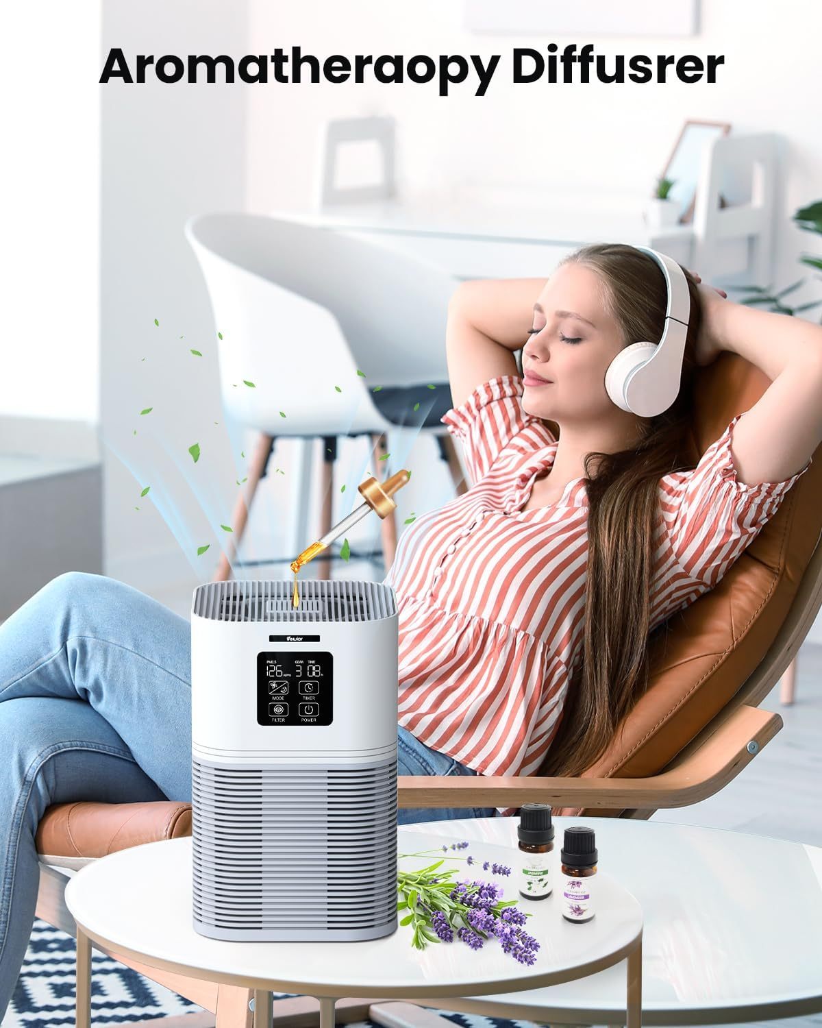 PureSense™ Smart Desktop Air Purifier – H30 Filter, Auto Timer & 99% Particle Capture