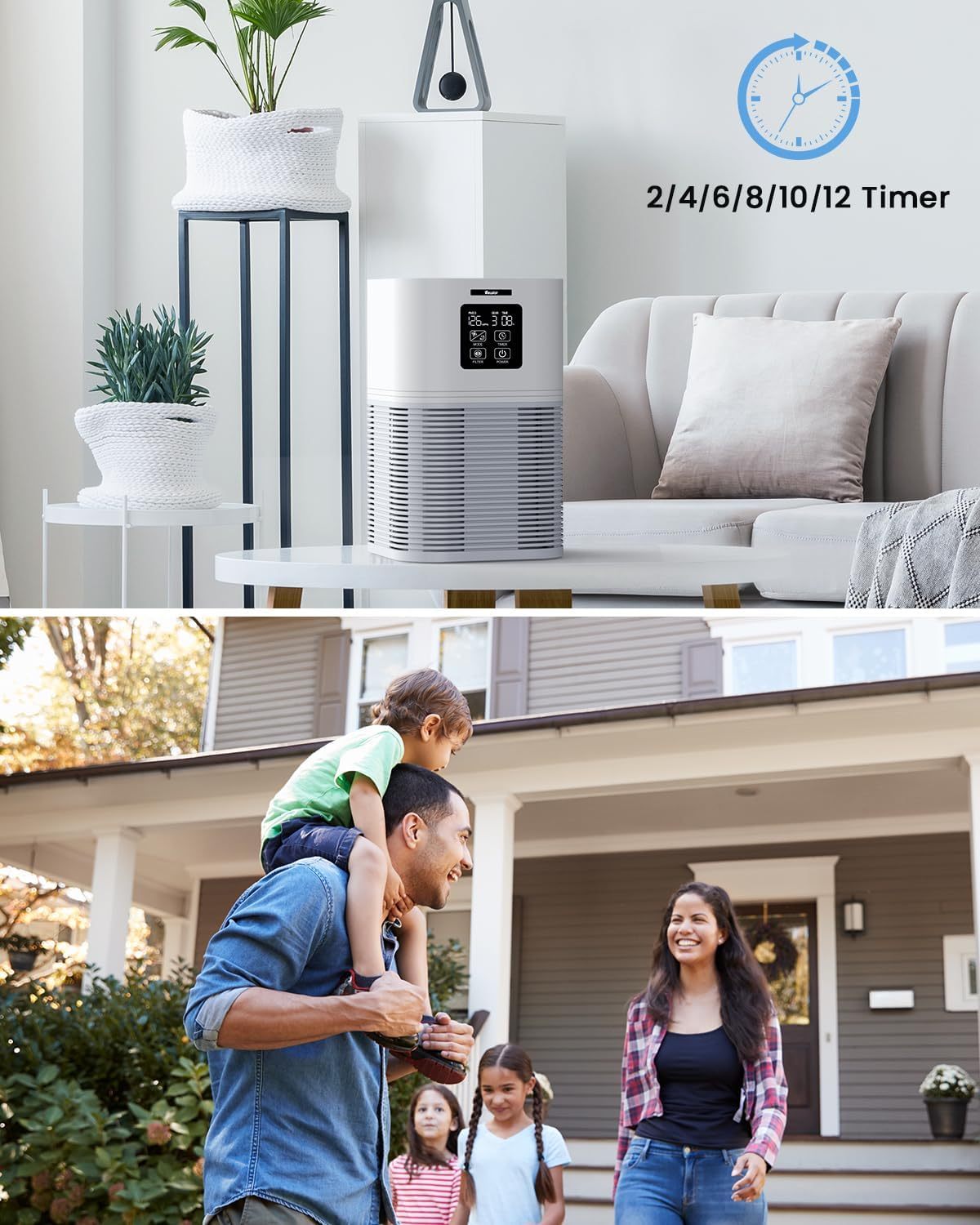 PureSense™ Smart Desktop Air Purifier – H30 Filter, Auto Timer & 99% Particle Capture
