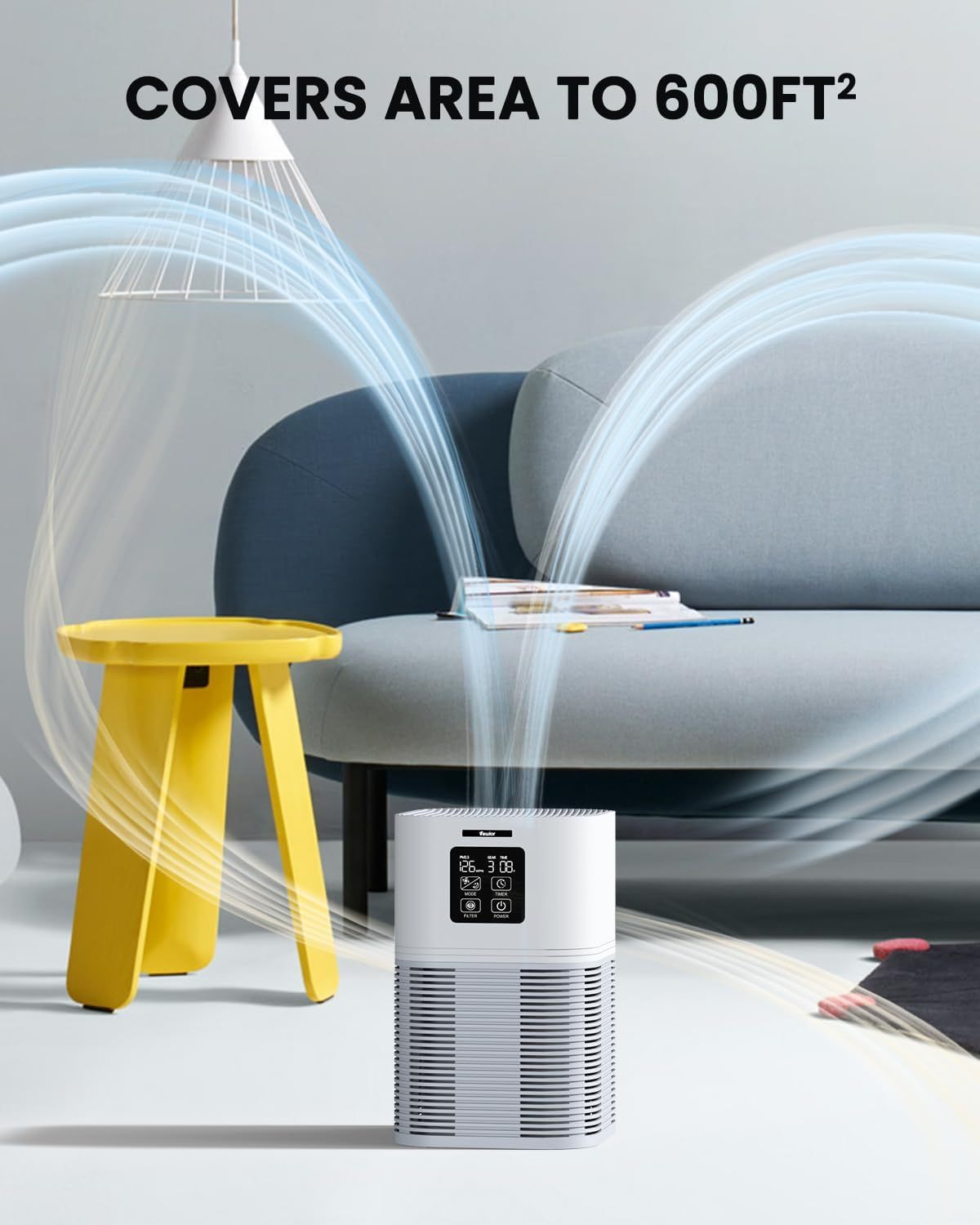 PureSense™ Smart Desktop Air Purifier – H30 Filter, Auto Timer & 99% Particle Capture